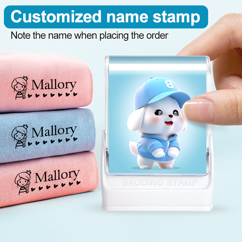 Label Maker - パーソナライズされたベビー服スタンプ、カスタム漫画名ラベルメーカー、モダール/コットン生地用防水再利用可能シール、無毒インク
