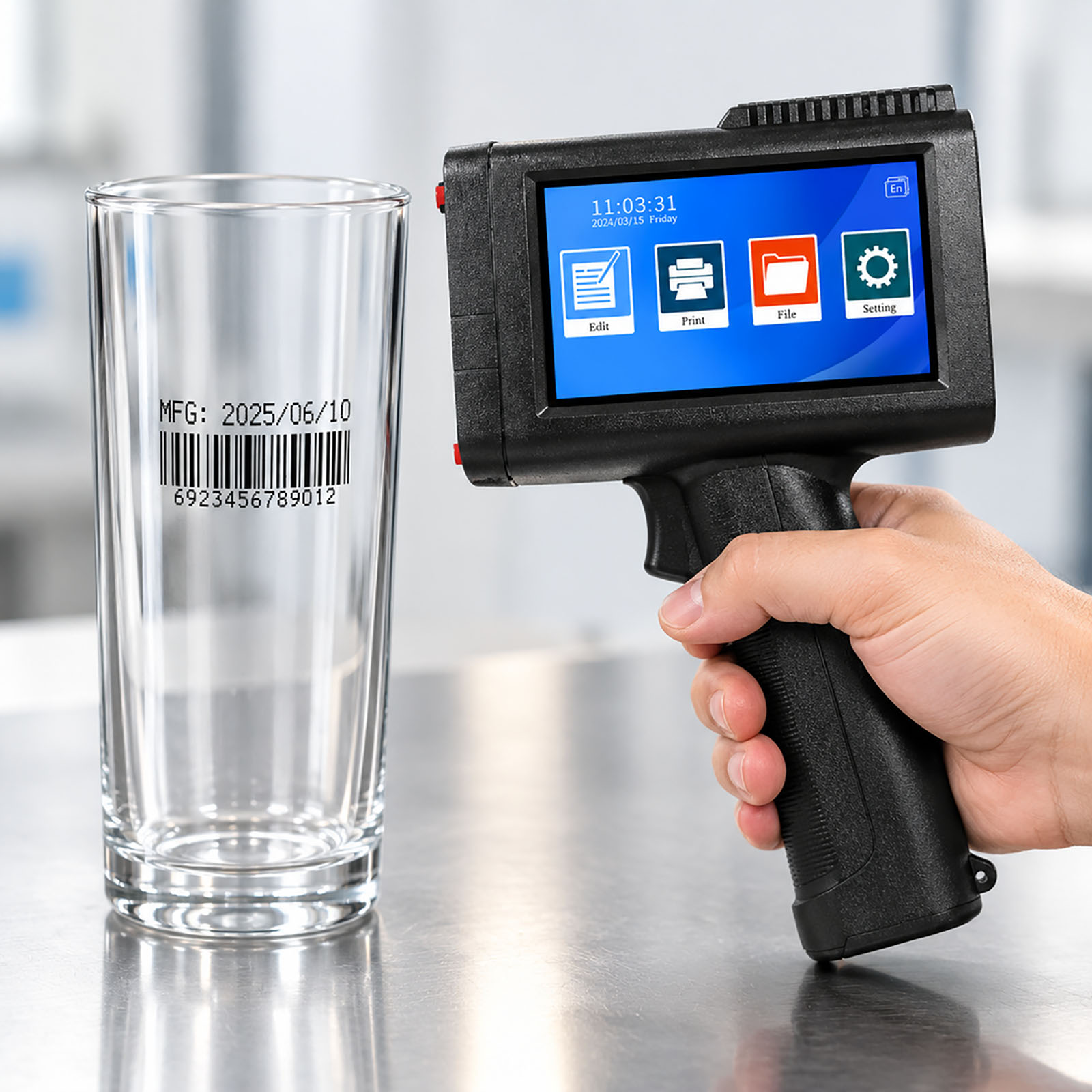 Barcode Printer - ZM-C13 12.7mm ポータブル小型インクジェットプリンター。テキスト、有効期限、バーコード、QRコード、ロット番号、ロゴ、ラベルの印刷に最適。