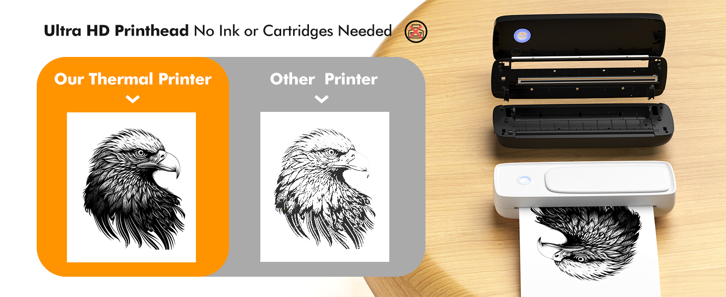 ポータブルサーマルペーパープリンター 203dpi解像度 U - Thermal Printer のレビューと価格