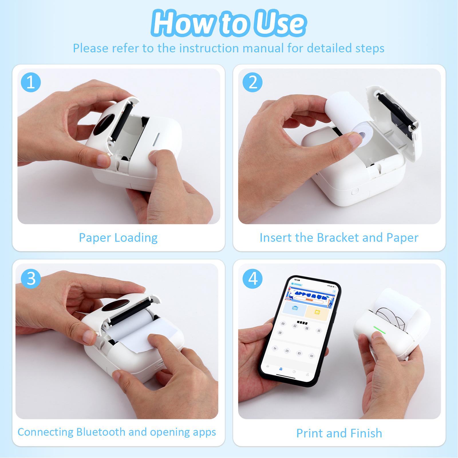 10ロールの感熱紙付きの携帯用感熱プリンター。インク不要の小 - Thermal Printer のレビューと価格
